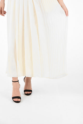Floor Accordion Dress with Flush Pockets 