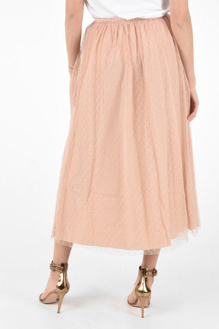 Gonna Midi in Tulle A Pois con Elastico in Vita 
