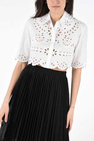 Camicia Crop in Cotone Ricamato 