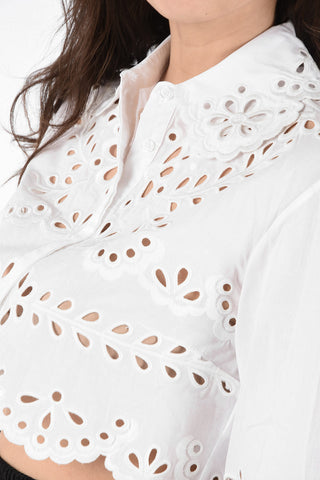 Camicia Crop in Cotone Ricamato 