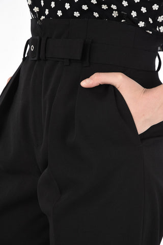Pantaloni Palazzo a Vita Alta con Doppia Pince e Cintura 