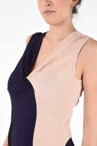 Color Block INTARSIA Dress with Flared Hem