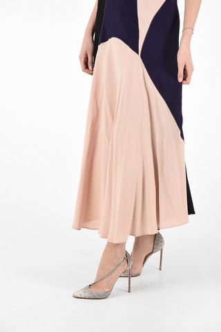 Color Block INTARSIA Dress with Flared Hem