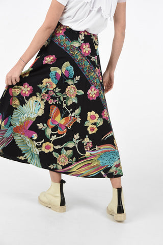 Cotton Floral Print Flared Skirt