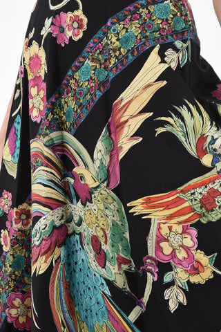 Cotton Floral Print Flared Skirt