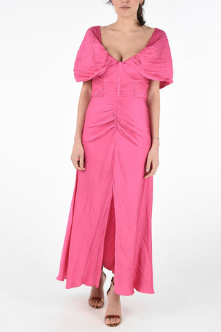 Sleeveless Draped Dress with Front Slit