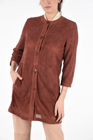 Laser Cut Suede Overcoat