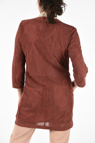 Laser Cut Suede Overcoat