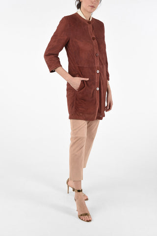 Laser Cut Suede Overcoat