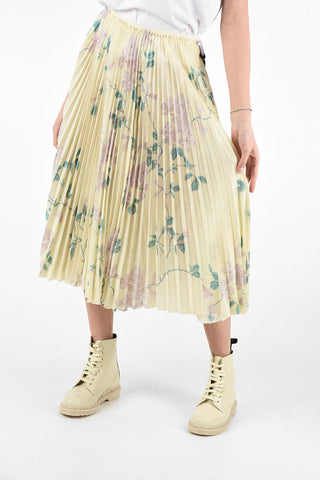 Floral Printed Accordion Skirt with Elastic Waist Band 
