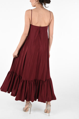 Silk Asymmetrical Dress with Peplum Hem