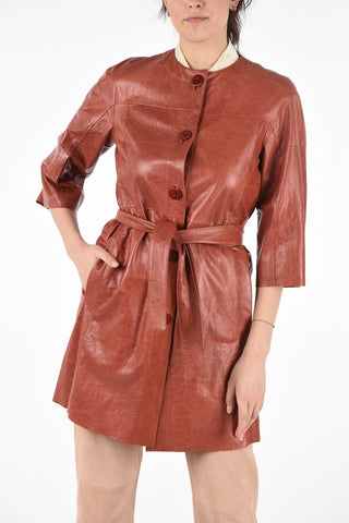 Leather Belted Coat
