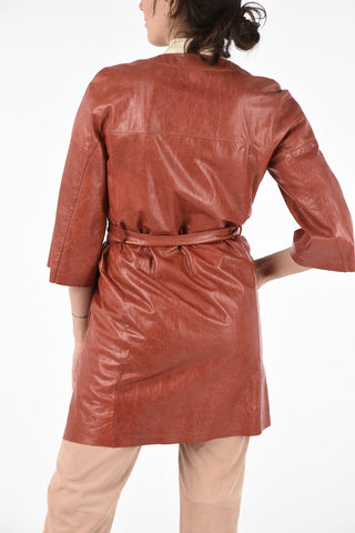 Leather Belted Coat