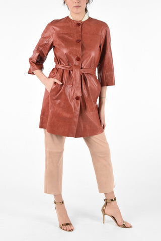 Leather Belted Coat