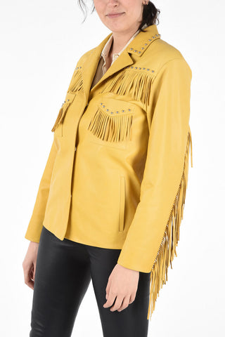 fringed leather and studded biker jacket