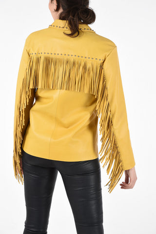 fringed leather and studded biker jacket