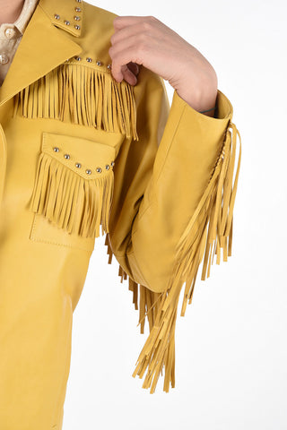fringed leather and studded biker jacket