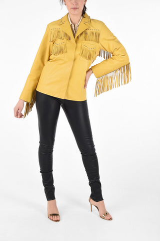 fringed leather and studded biker jacket