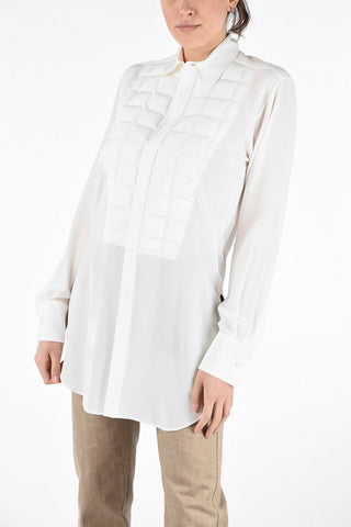 Quilted Silk Shirt with Hidden Closure 
