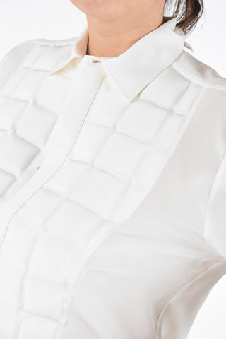 Quilted Silk Shirt with Hidden Closure 