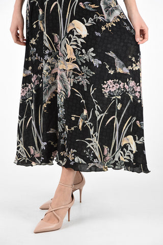 Floral Silk Cut Out Shoulder Maxi Dress