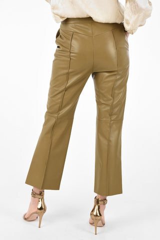 Leather Cropped Single Pleat Pants