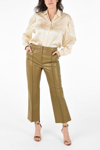 Leather Cropped Single Pleat Pants