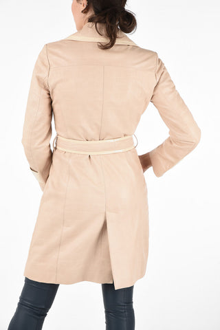 Crocodile Printed Leather Double Breasted Trench