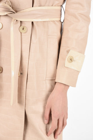 Crocodile Printed Leather Double Breasted Trench