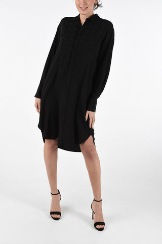 Quilted Silk Long Sleeve Shirtdress