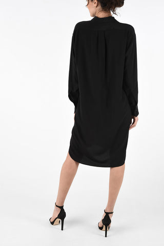 Quilted Silk Long Sleeve Shirtdress