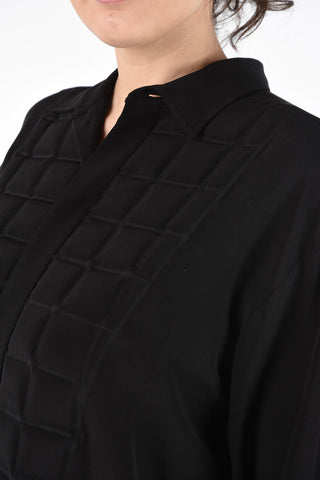 Quilted Silk Long Sleeve Shirtdress