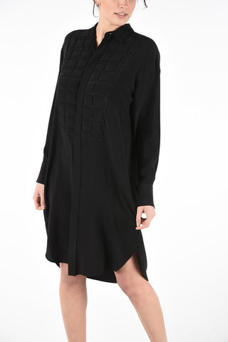 Quilted Silk Long Sleeve Shirtdress