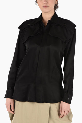 Camicia in Twill con Chiusura a Scomparsa 