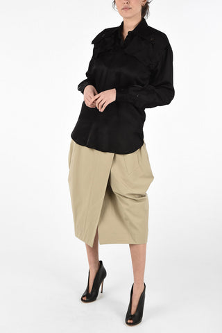 Camicia in Twill con Chiusura a Scomparsa 