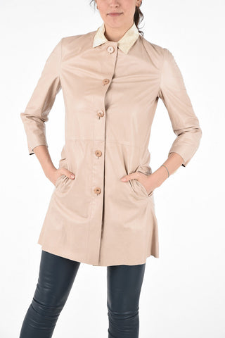 Leather 3/4 Sleeve Overcoat