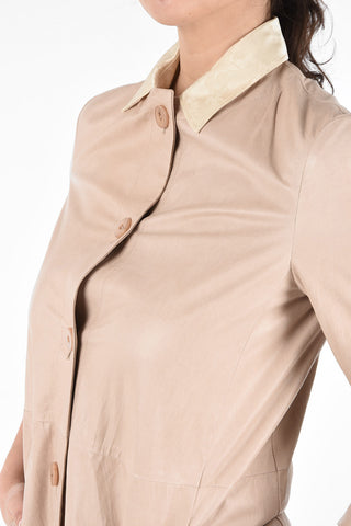 Leather 3/4 Sleeve Overcoat