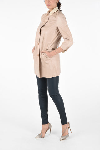 Leather 3/4 Sleeve Overcoat