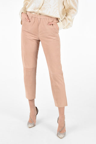 Suede Leather Drawstring Pants
