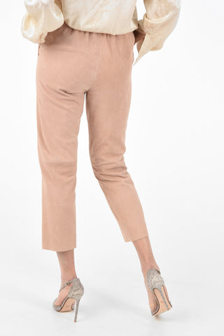 Suede Leather Drawstring Pants