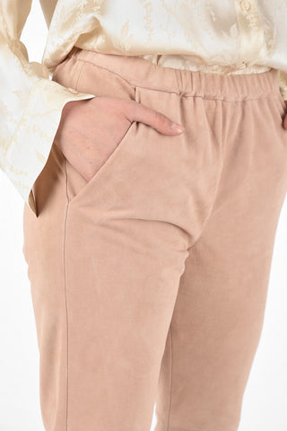 Suede Leather Drawstring Pants