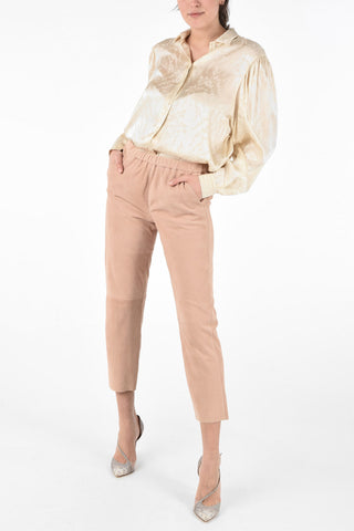 Suede Leather Drawstring Pants