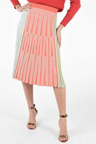 Color Block Midi Flared Skirt