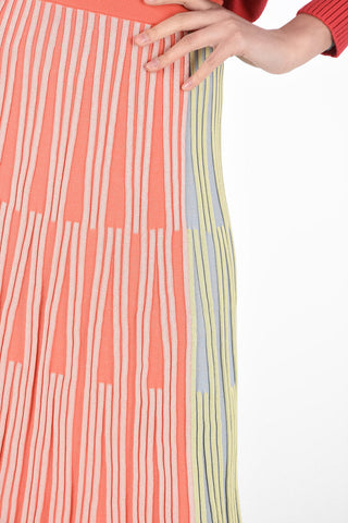 Color Block Midi Flared Skirt