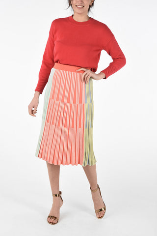 Color Block Midi Flared Skirt
