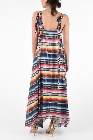 Vestito Asimmetrico Multicolor Striped in Pailettes