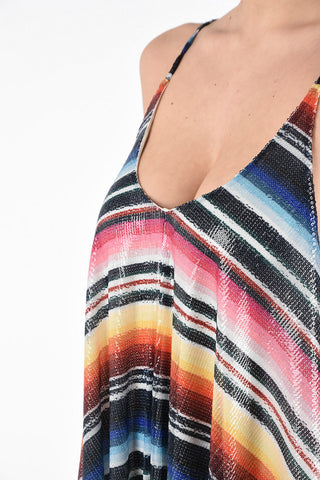 Vestito Asimmetrico Multicolor Striped in Pailettes