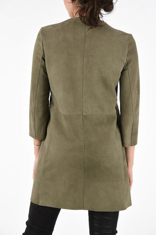 Suede 3/4 Sleeve Duster Coat