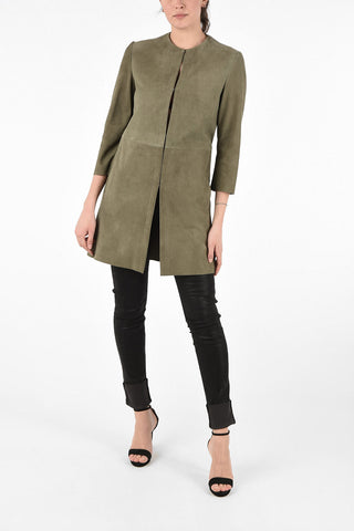 Suede 3/4 Sleeve Duster Coat