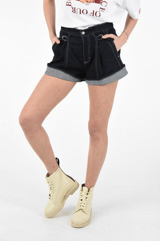 Shorts in Denim a Vita Alta 